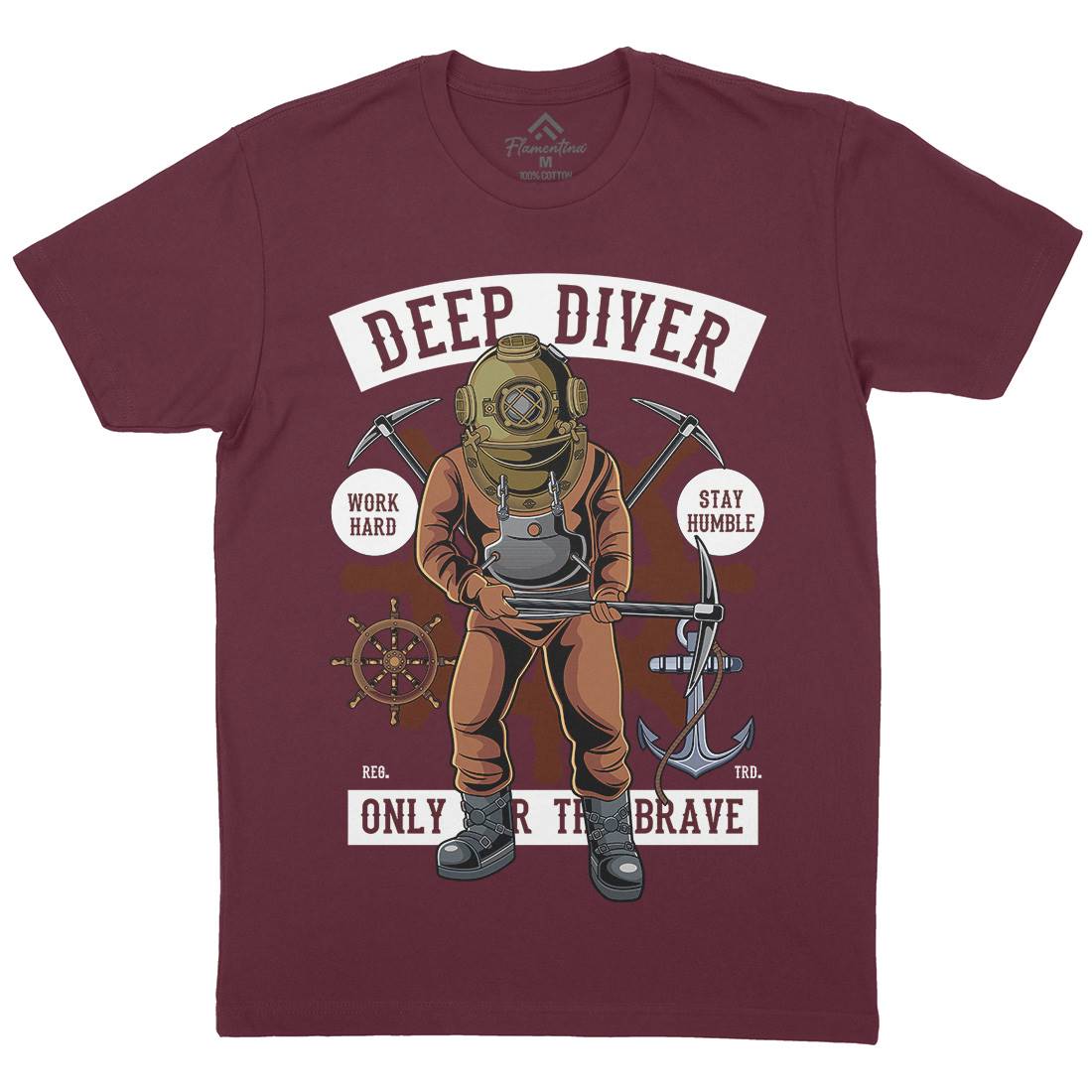 Diver Mens Organic Crew Neck T-Shirt Navy C337