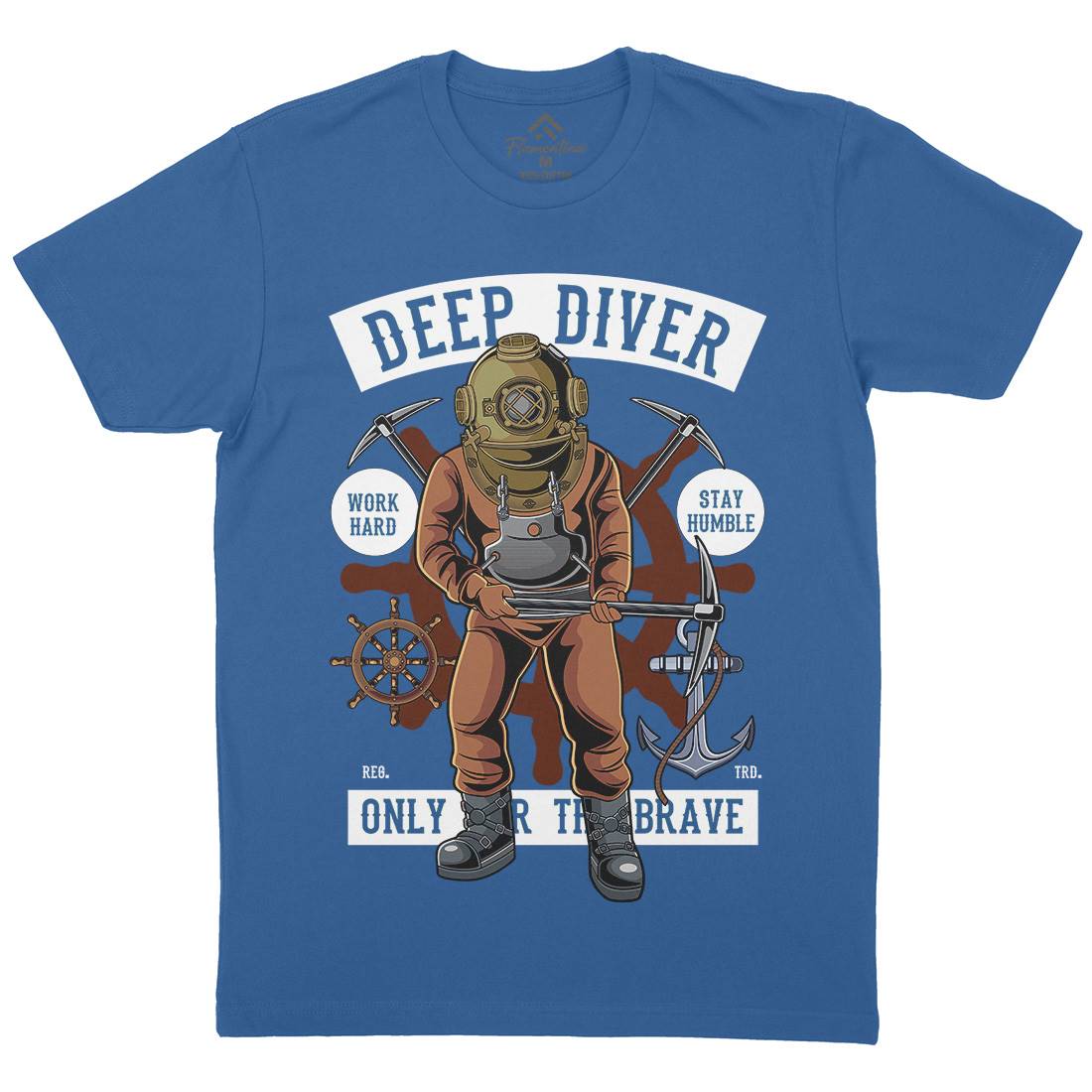 Diver Mens Organic Crew Neck T-Shirt Navy C337
