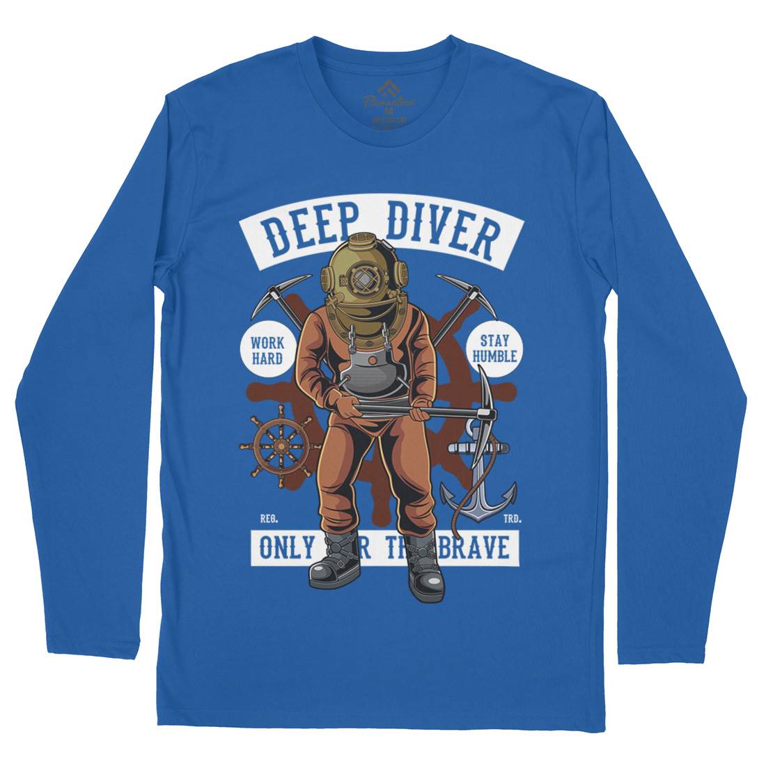 Diver Mens Long Sleeve T-Shirt Navy C337