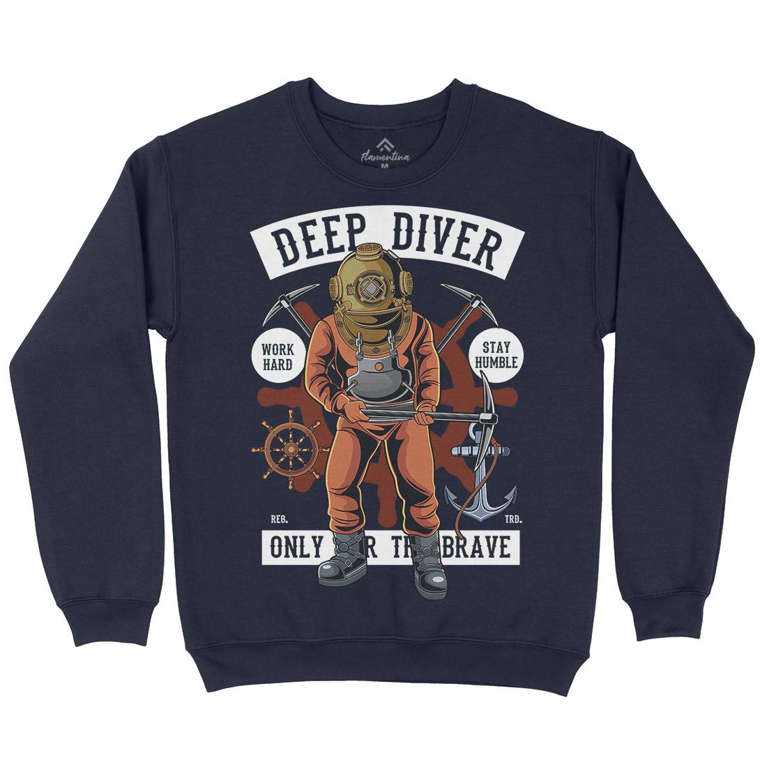 Diver Mens Crew Neck Sweatshirt Navy C337