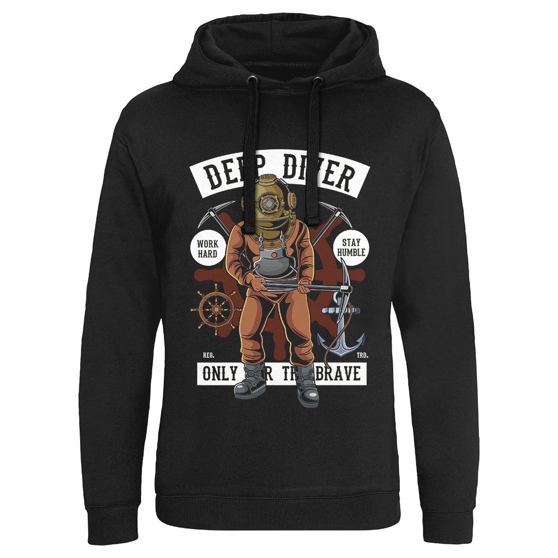 Diver Mens Hoodie Without Pocket Navy C337