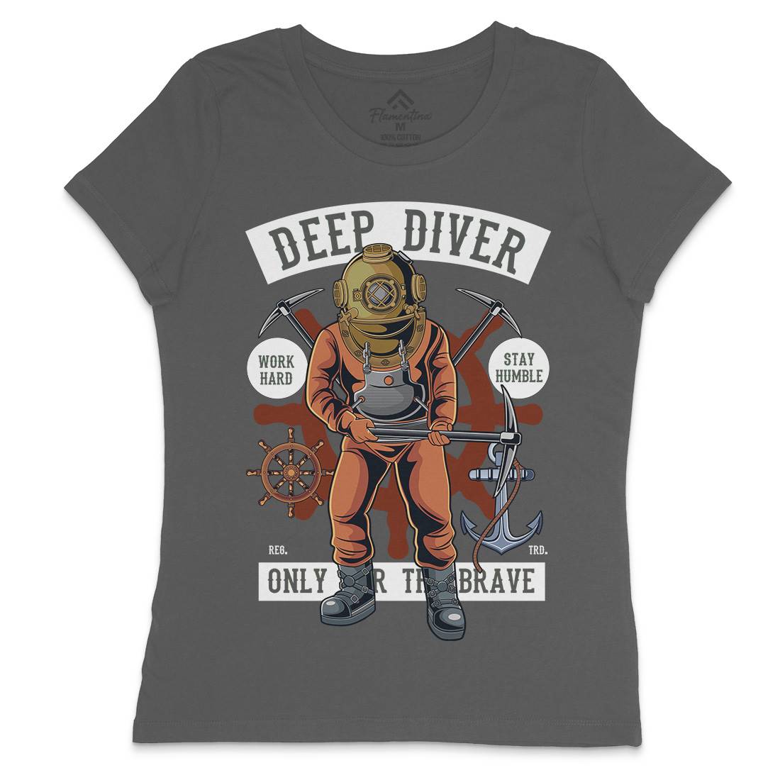Diver Womens Crew Neck T-Shirt Navy C337