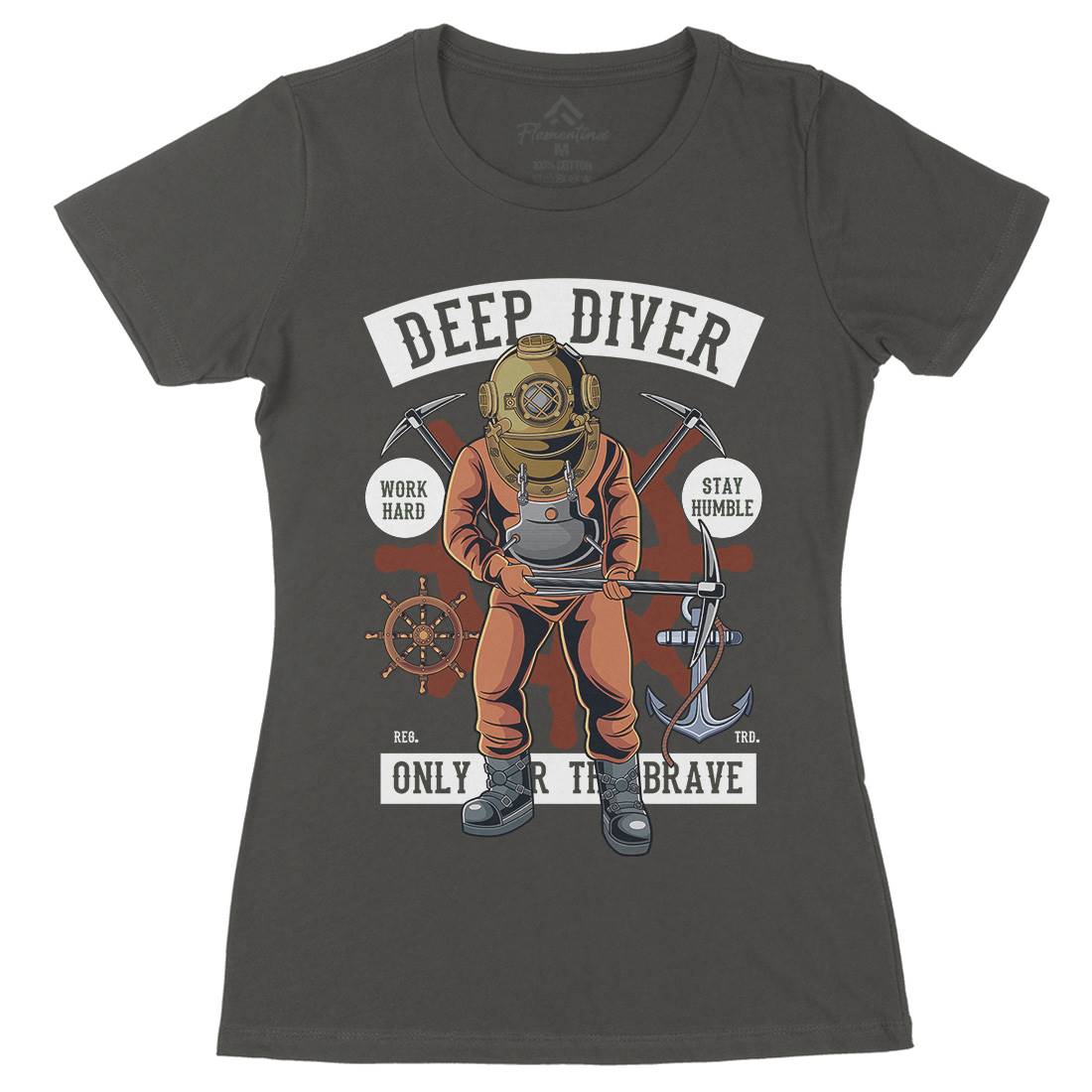 Diver Womens Organic Crew Neck T-Shirt Navy C337