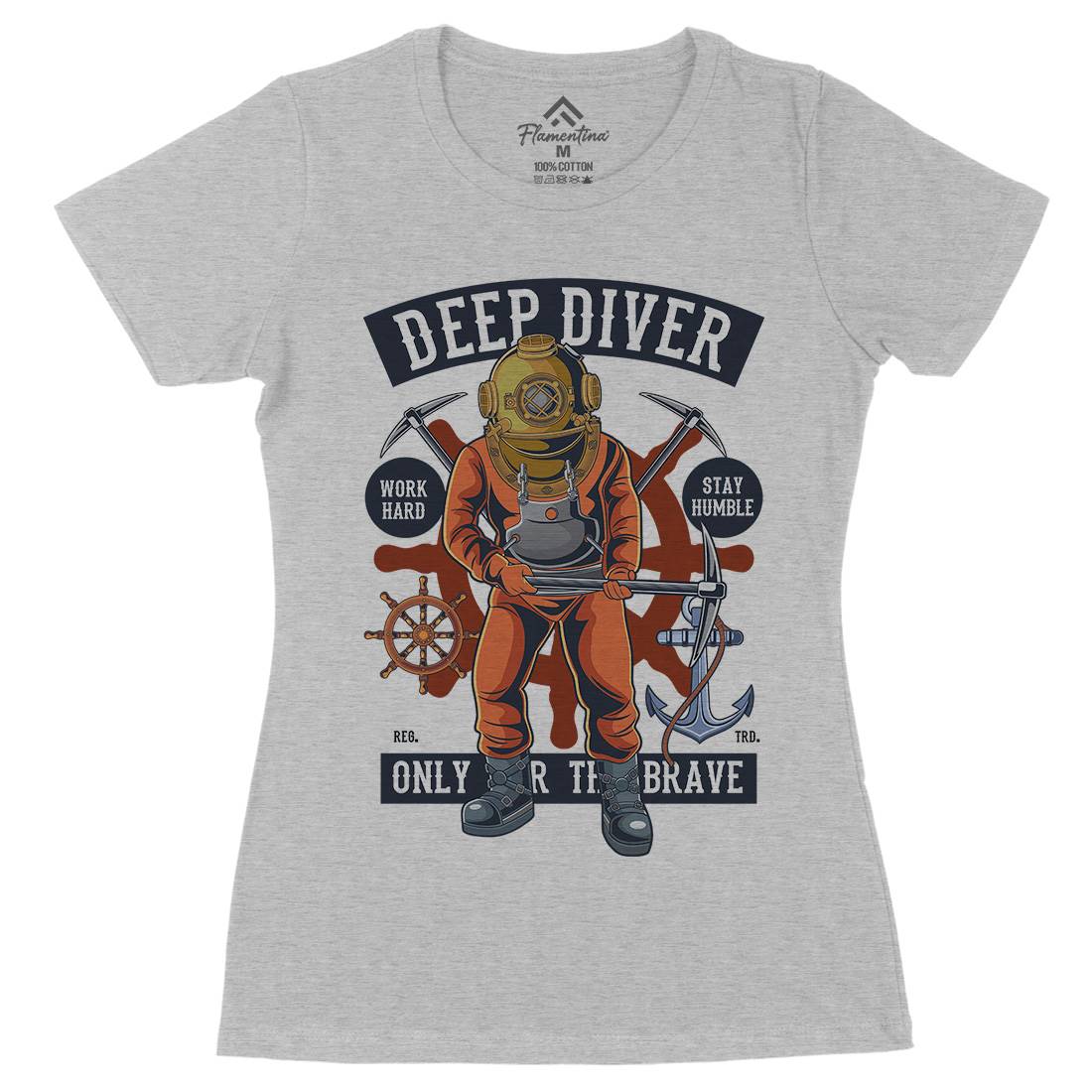 Diver Womens Organic Crew Neck T-Shirt Navy C337