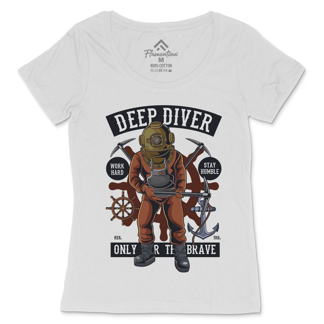 Diver Womens Scoop Neck T-Shirt Navy C337