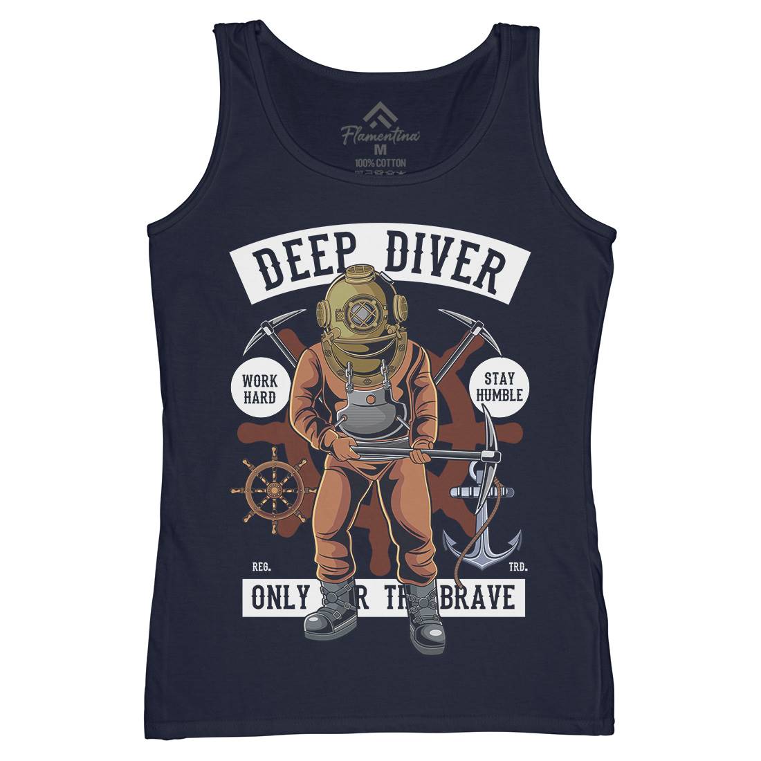Diver Womens Organic Tank Top Vest Navy C337