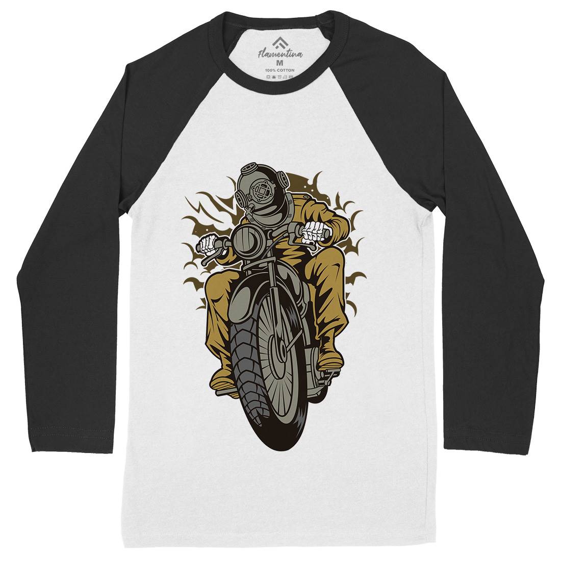 Diver Mens Long Sleeve Baseball T-Shirt Motorcycles C339