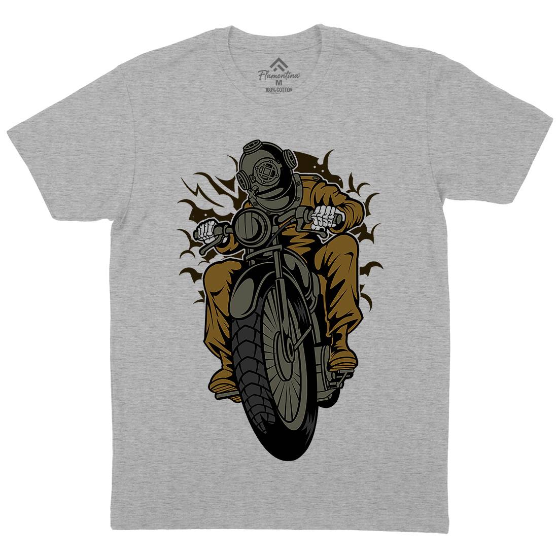 Diver Mens Crew Neck T-Shirt Motorcycles C339