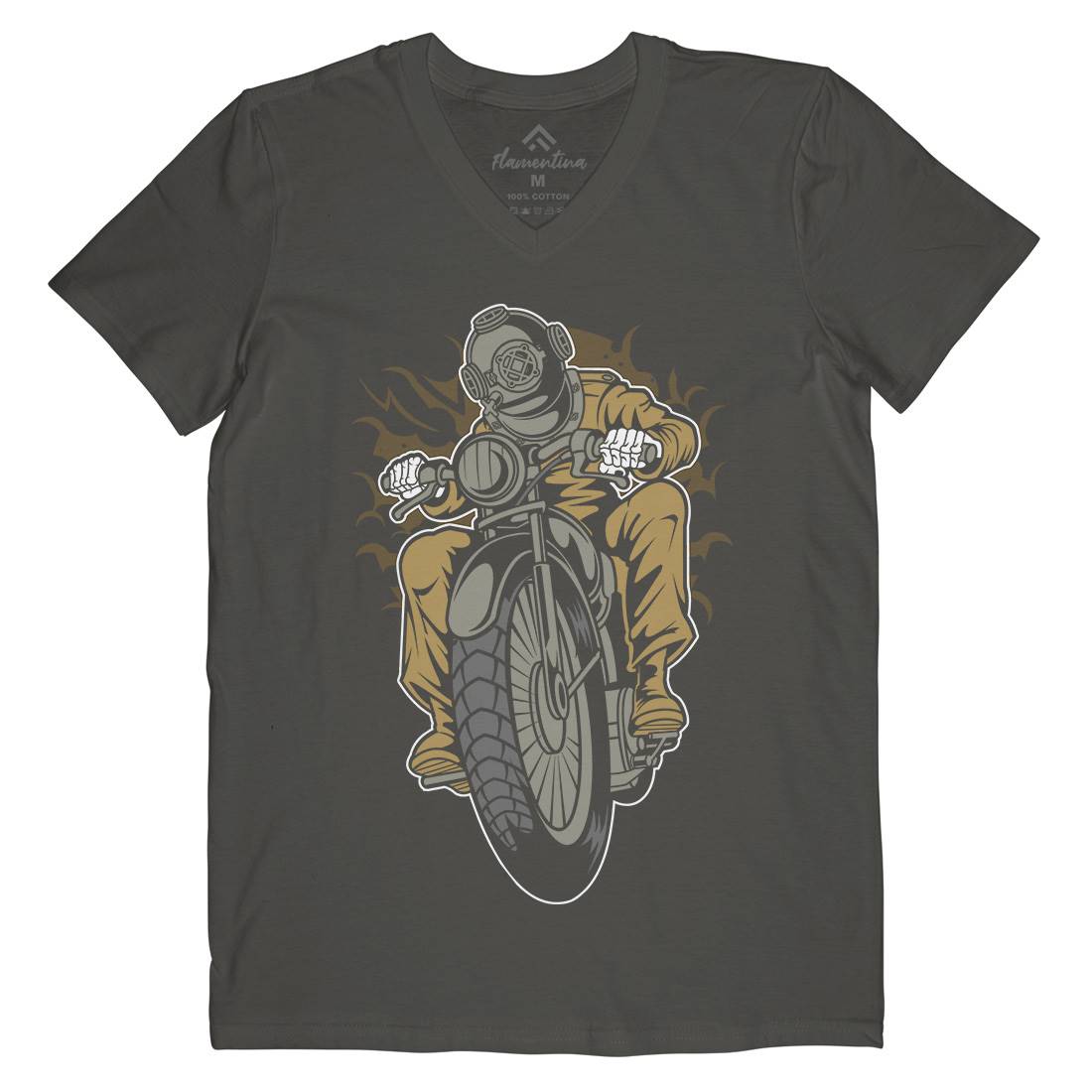 Diver Mens V-Neck T-Shirt Motorcycles C339