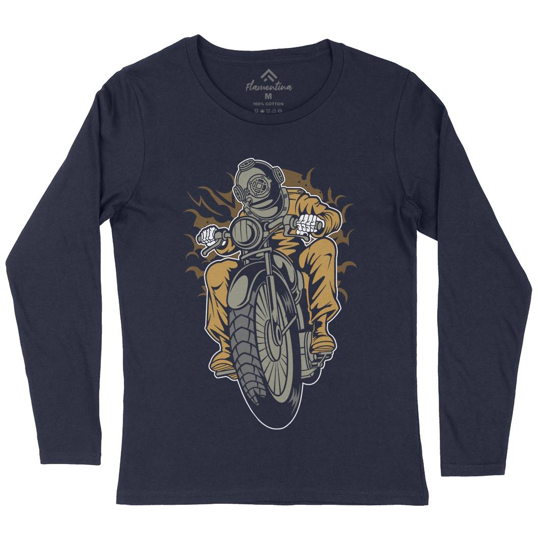 Diver Womens Long Sleeve T-Shirt Motorcycles C339