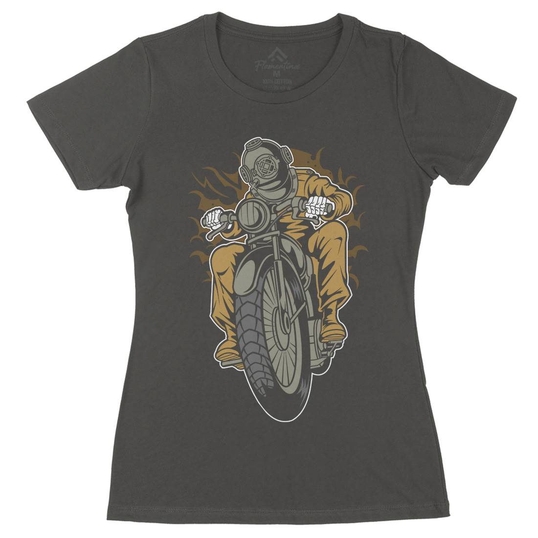 Diver Womens Organic Crew Neck T-Shirt Motorcycles C339