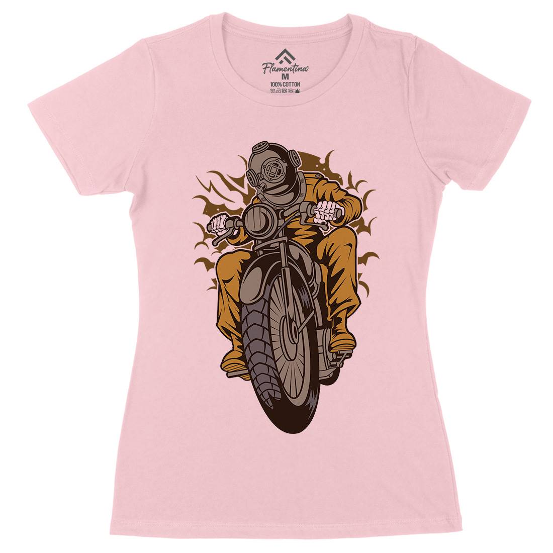 Diver Womens Organic Crew Neck T-Shirt Motorcycles C339