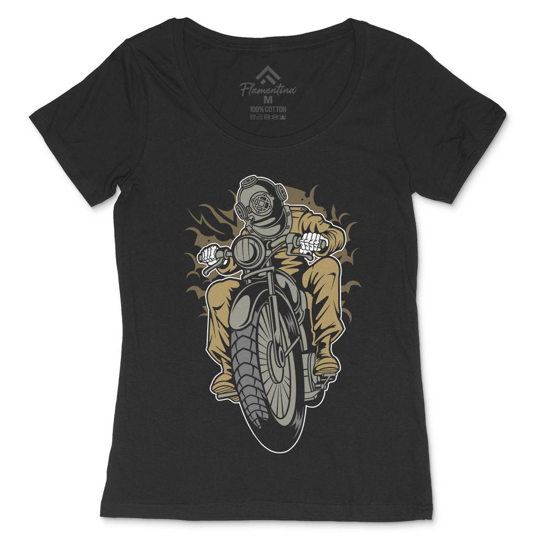 Diver Womens Scoop Neck T-Shirt Motorcycles C339