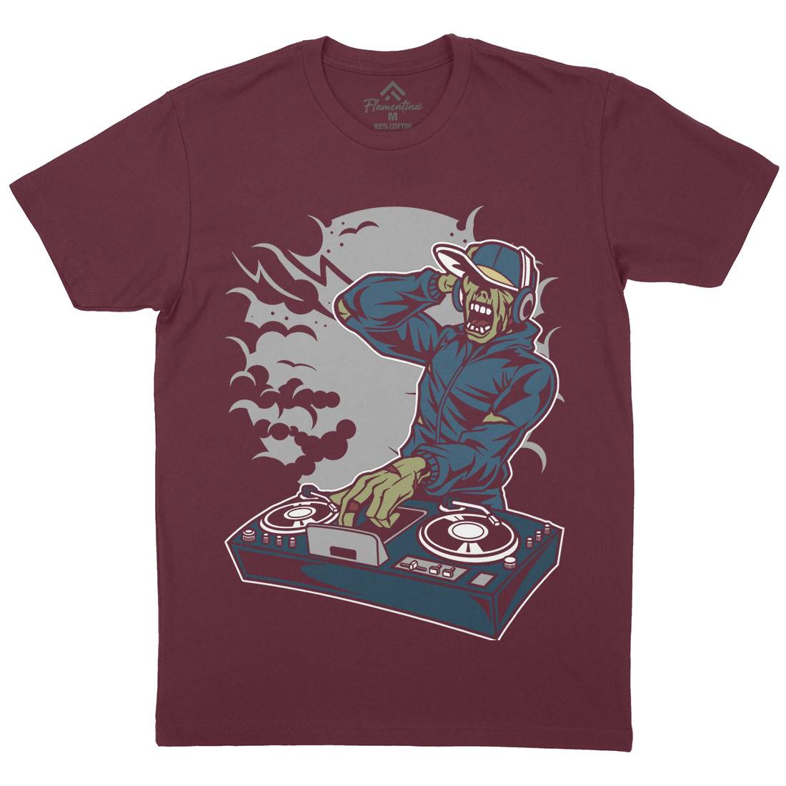 Dj Zombie Mens Crew Neck T-Shirt Music C344