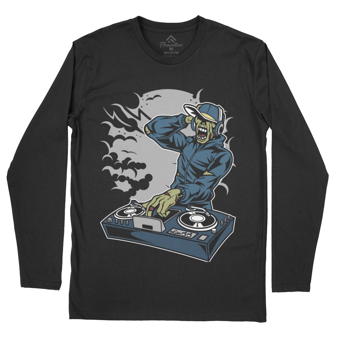 Dj Zombie Mens Long Sleeve T-Shirt Music C344