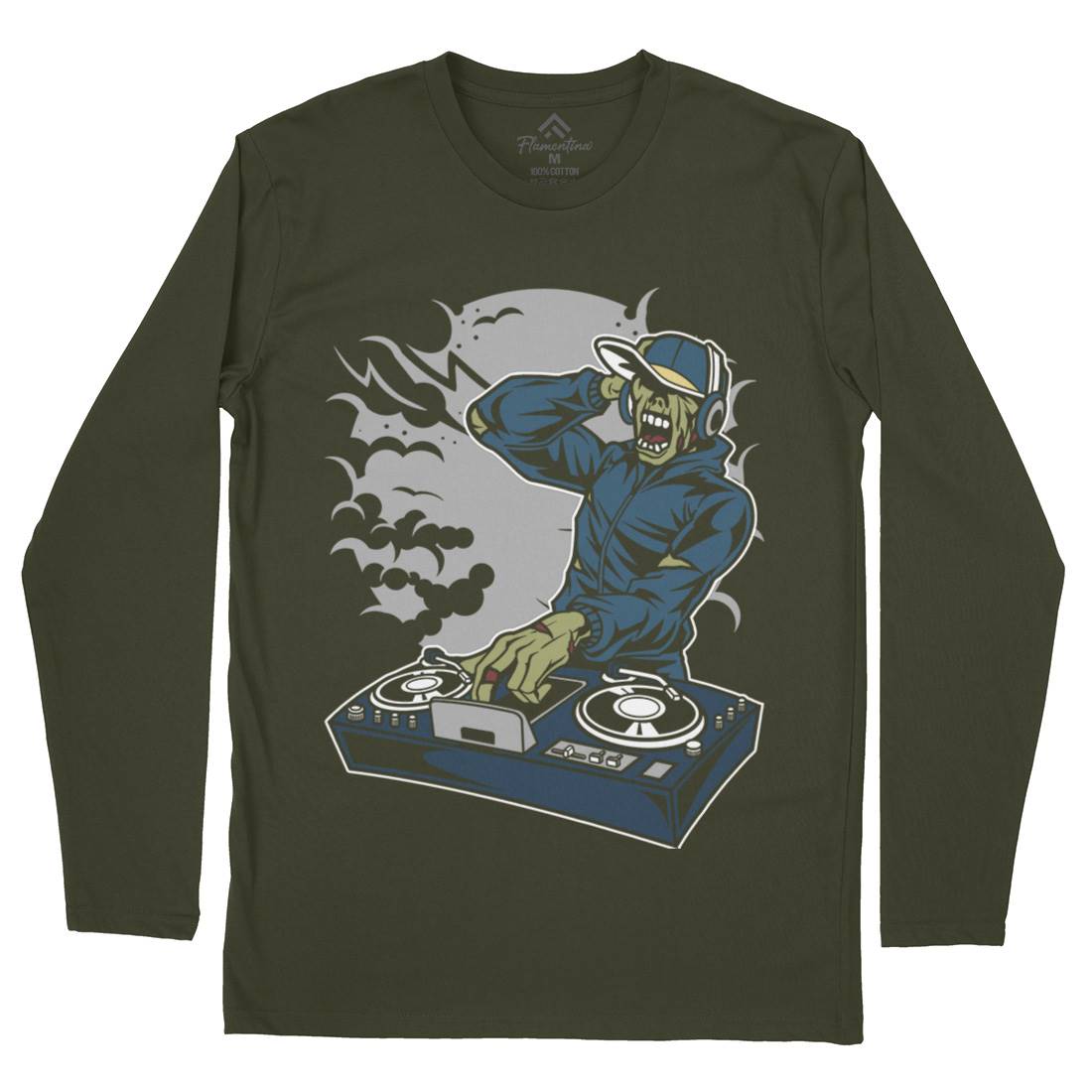 Dj Zombie Mens Long Sleeve T-Shirt Music C344