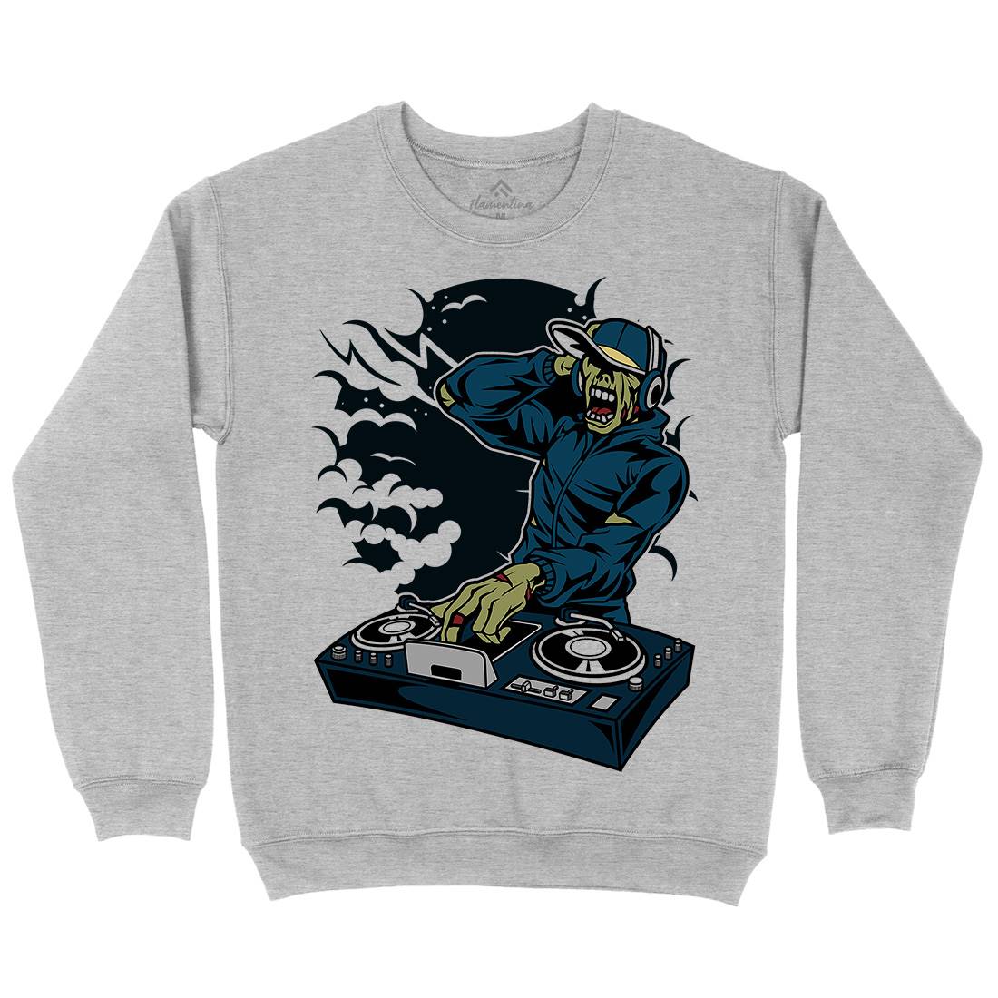Dj Zombie Mens Crew Neck Sweatshirt Music C344