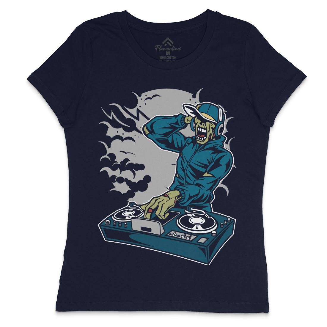 Dj Zombie Womens Crew Neck T-Shirt Music C344