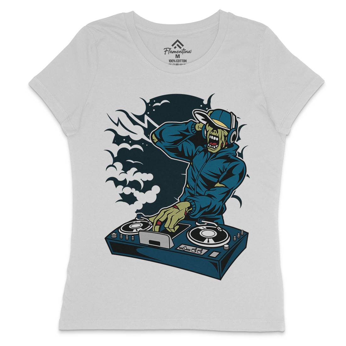 Dj Zombie Womens Crew Neck T-Shirt Music C344