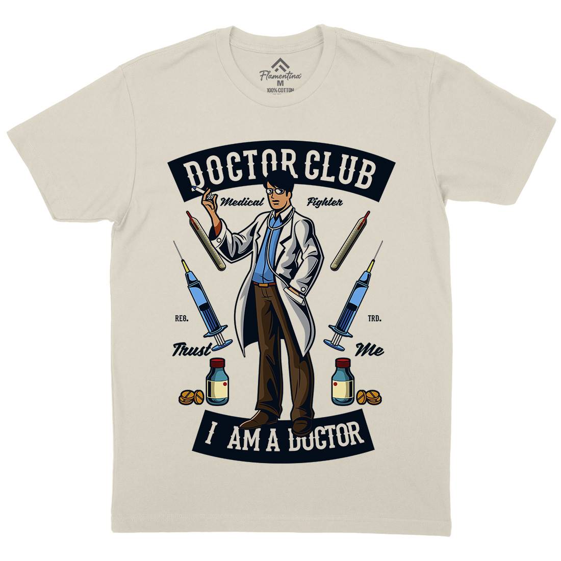 Doctor Club Mens Organic Crew Neck T-Shirt Work C345