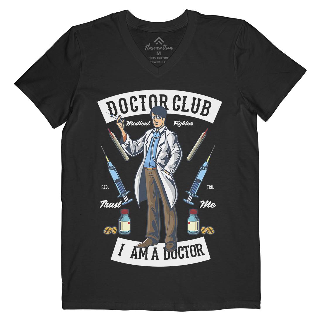 Doctor Club Mens Organic V-Neck T-Shirt Work C345