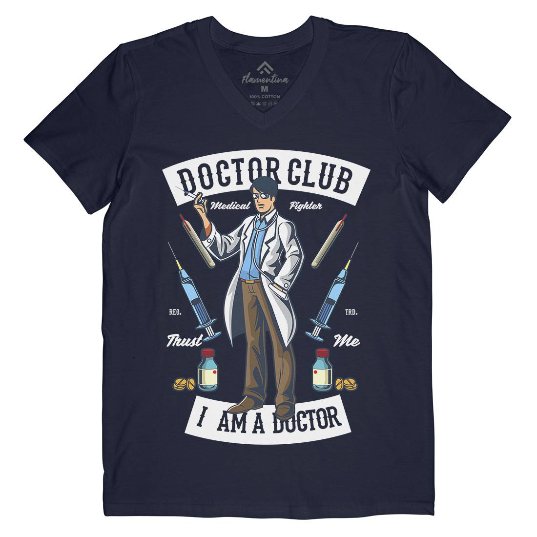 Doctor Club Mens V-Neck T-Shirt Work C345