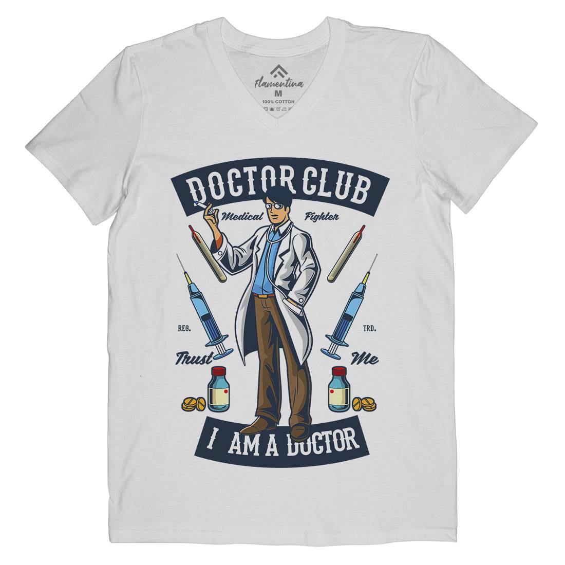 Doctor Club Mens V-Neck T-Shirt Work C345