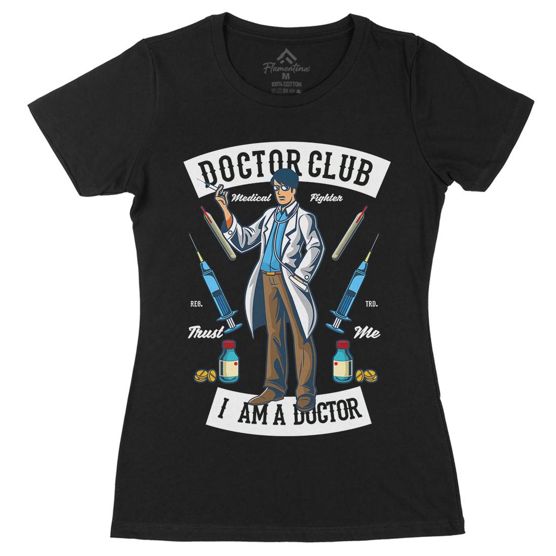 Doctor Club Womens Organic Crew Neck T-Shirt Work C345