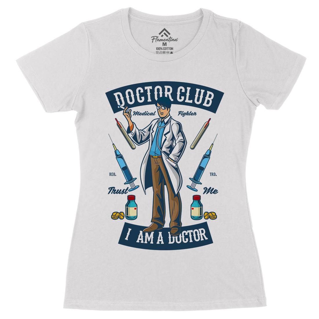 Doctor Club Womens Organic Crew Neck T-Shirt Work C345