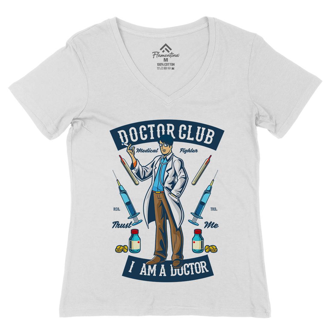Doctor Club Womens Organic V-Neck T-Shirt Work C345