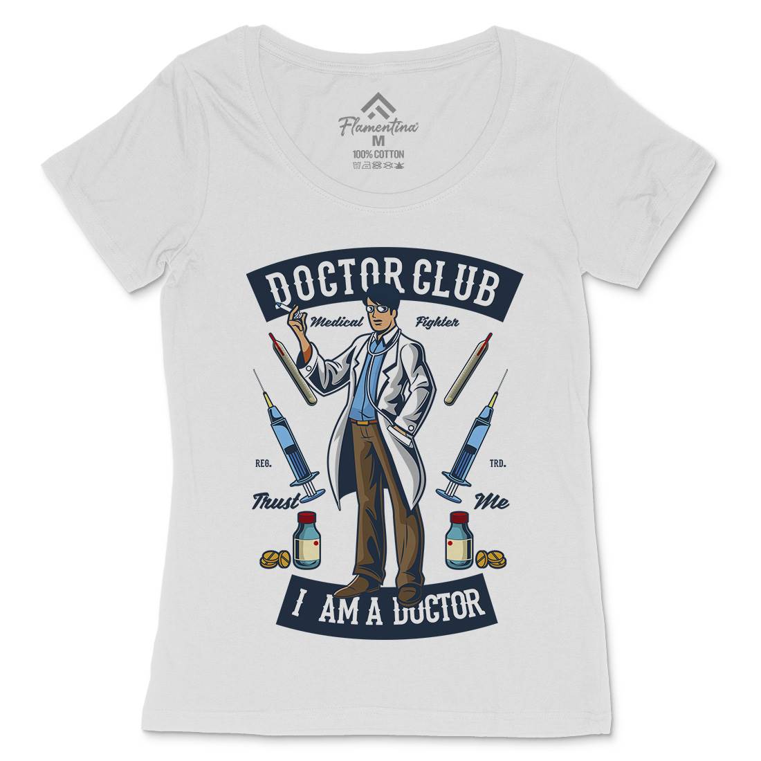 Doctor Club Womens Scoop Neck T-Shirt Work C345