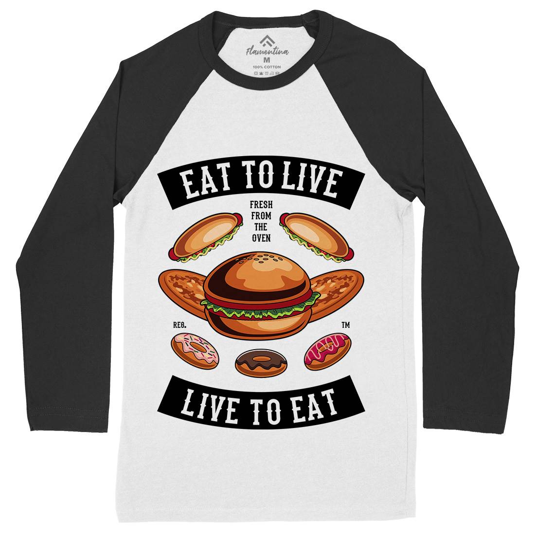 Eat To Live Mens Long Sleeve Baseball T-Shirt Food C346