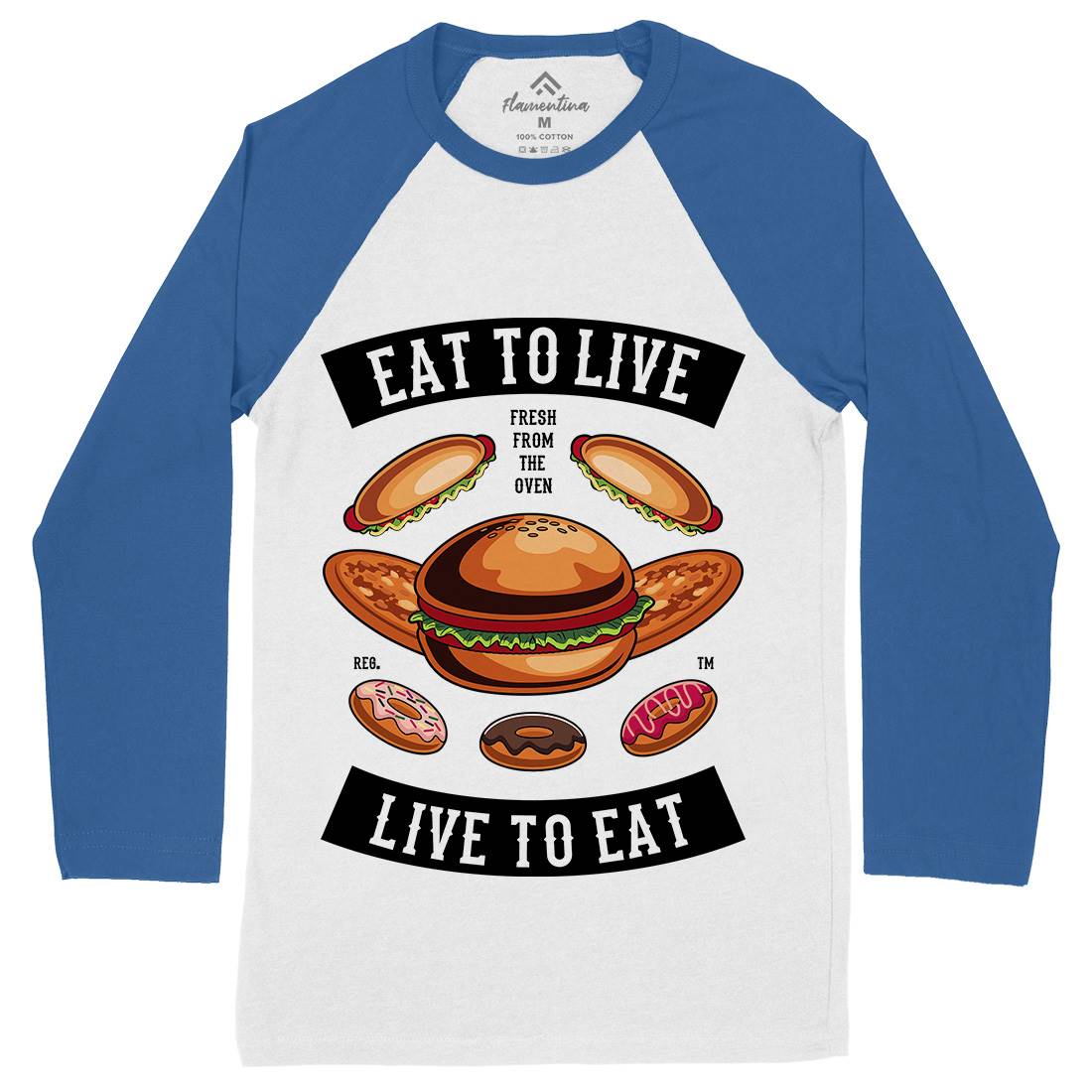 Eat To Live Mens Long Sleeve Baseball T-Shirt Food C346