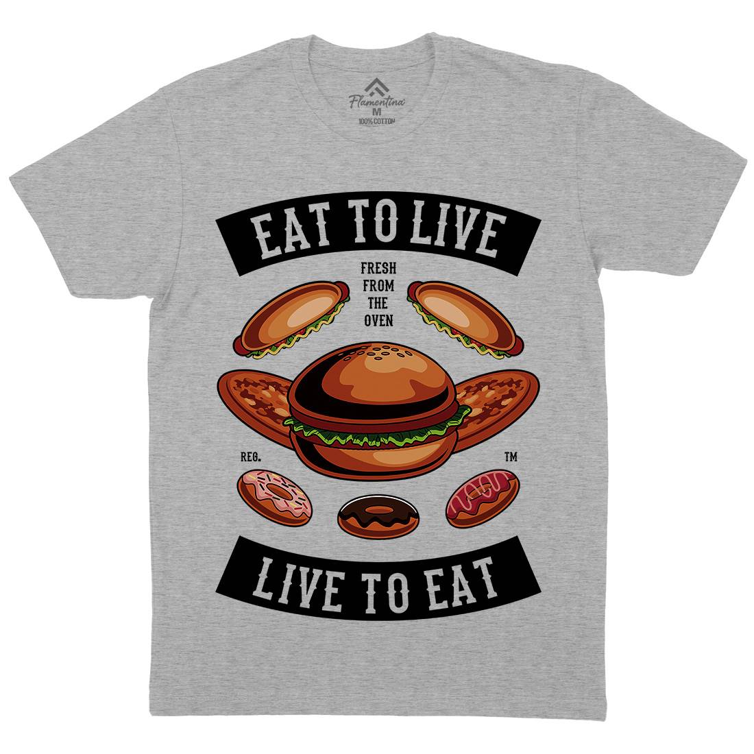 Eat To Live Mens Organic Crew Neck T-Shirt Food C346