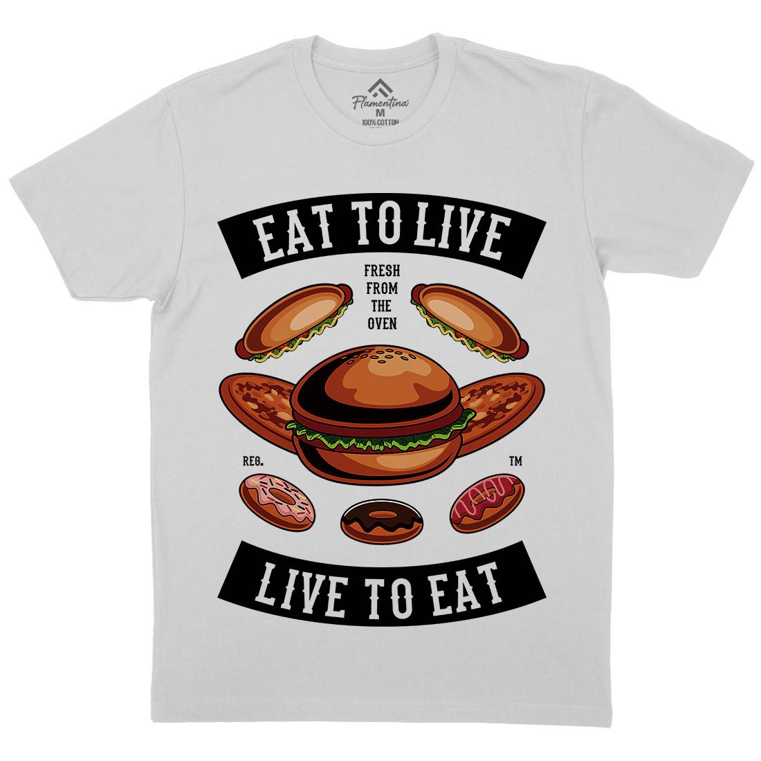 Eat To Live Mens Crew Neck T-Shirt Food C346