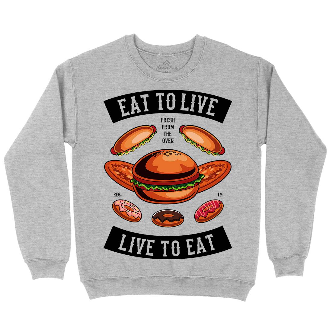 Eat To Live Mens Crew Neck Sweatshirt Food C346