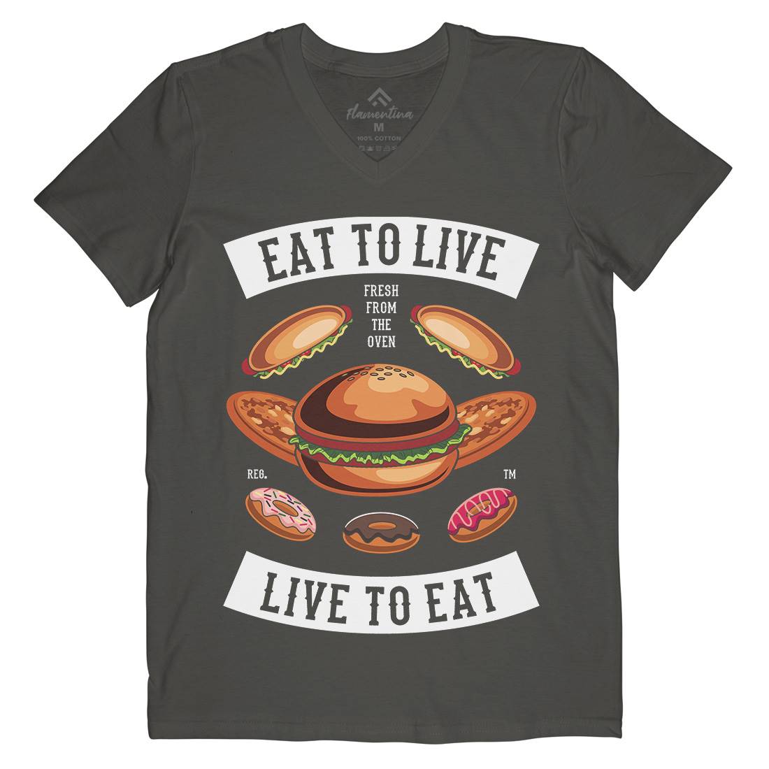 Eat To Live Mens V-Neck T-Shirt Food C346