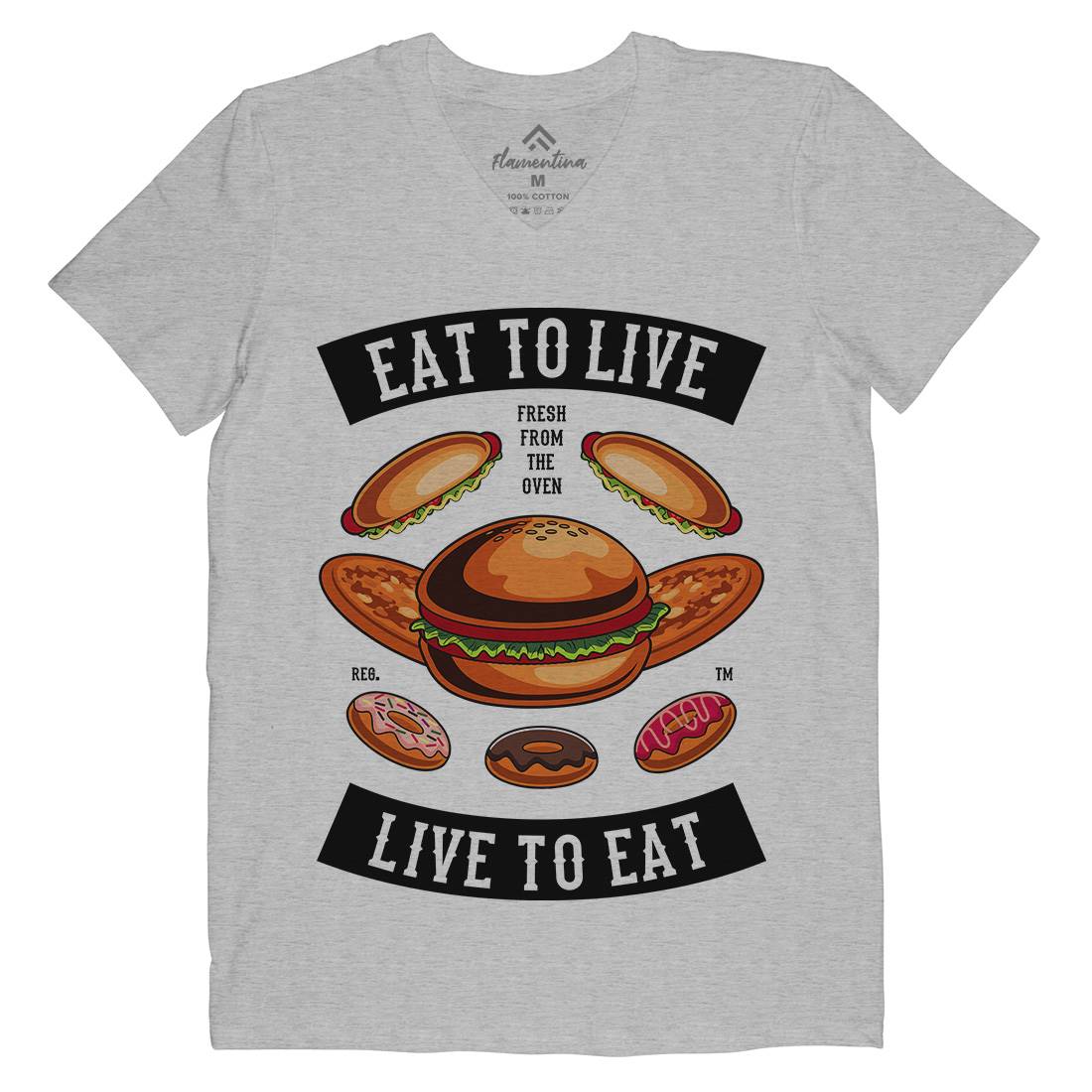 Eat To Live Mens Organic V-Neck T-Shirt Food C346