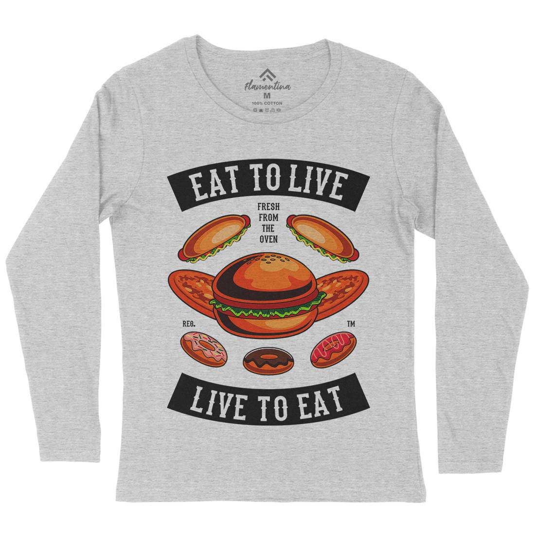 Eat To Live Womens Long Sleeve T-Shirt Food C346
