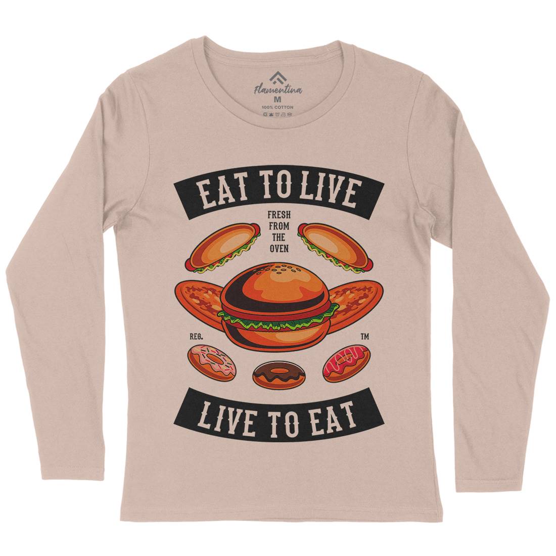 Eat To Live Womens Long Sleeve T-Shirt Food C346