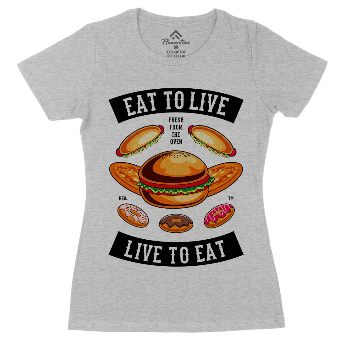 Eat To Live Womens Organic Crew Neck T-Shirt Food C346