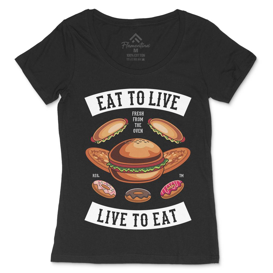 Eat To Live Womens Scoop Neck T-Shirt Food C346
