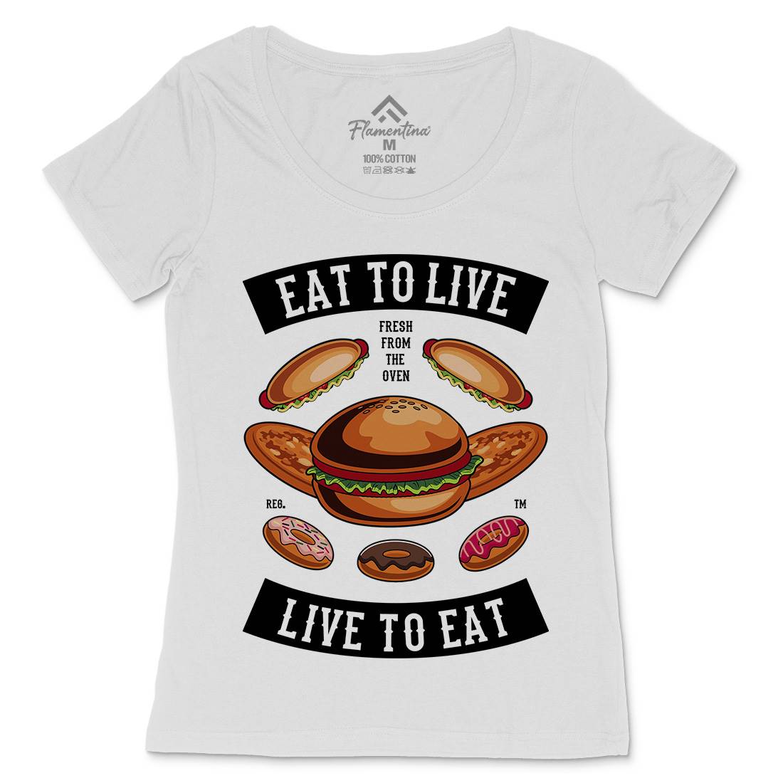 Eat To Live Womens Scoop Neck T-Shirt Food C346