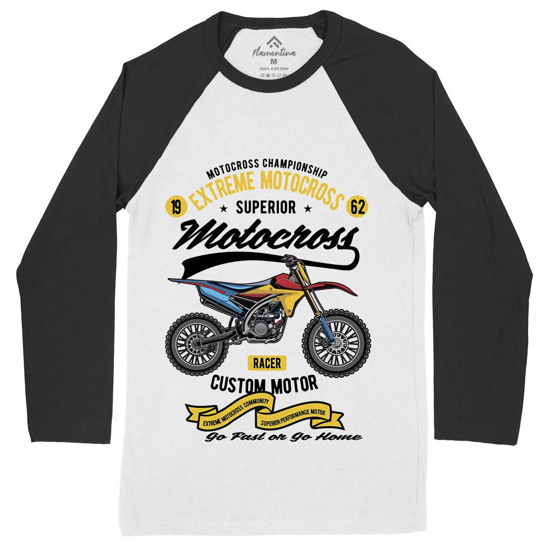 Extreme Motocross Mens Long Sleeve Baseball T-Shirt Motorcycles C347