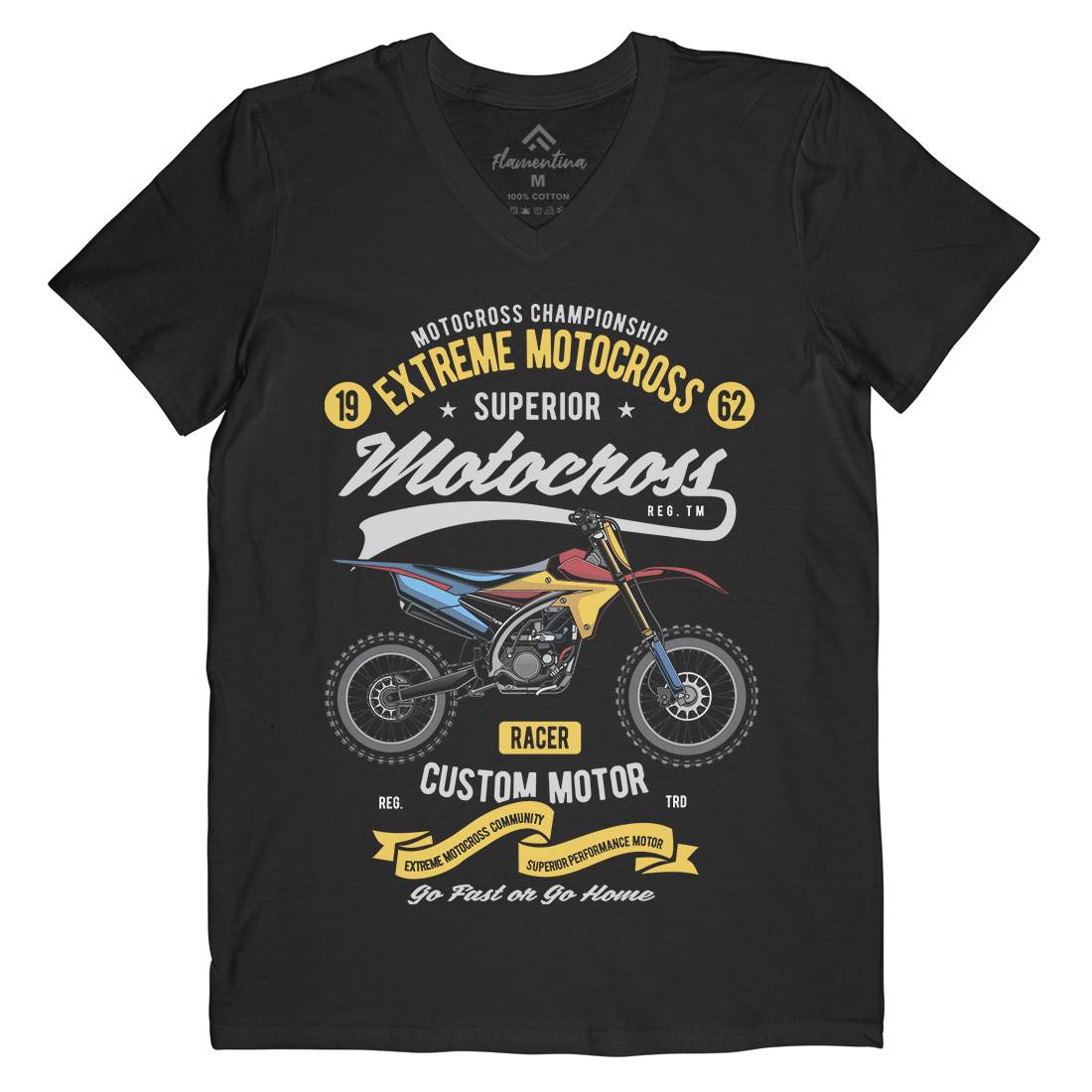 Extreme Motocross Mens Organic V-Neck T-Shirt Motorcycles C347
