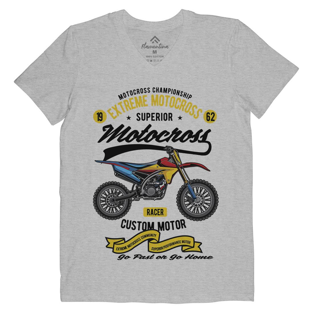 Extreme Motocross Mens Organic V-Neck T-Shirt Motorcycles C347