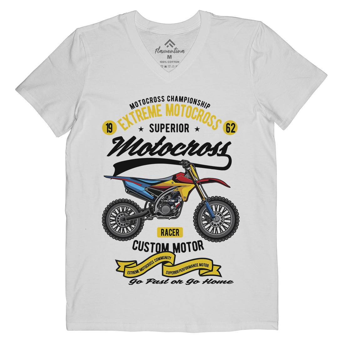 Extreme Motocross Mens V-Neck T-Shirt Motorcycles C347