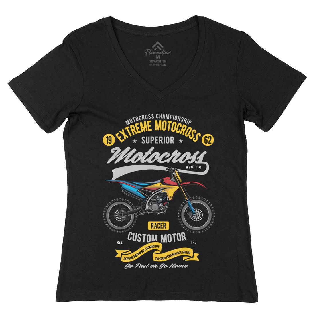 Extreme Motocross Womens Organic V-Neck T-Shirt Motorcycles C347