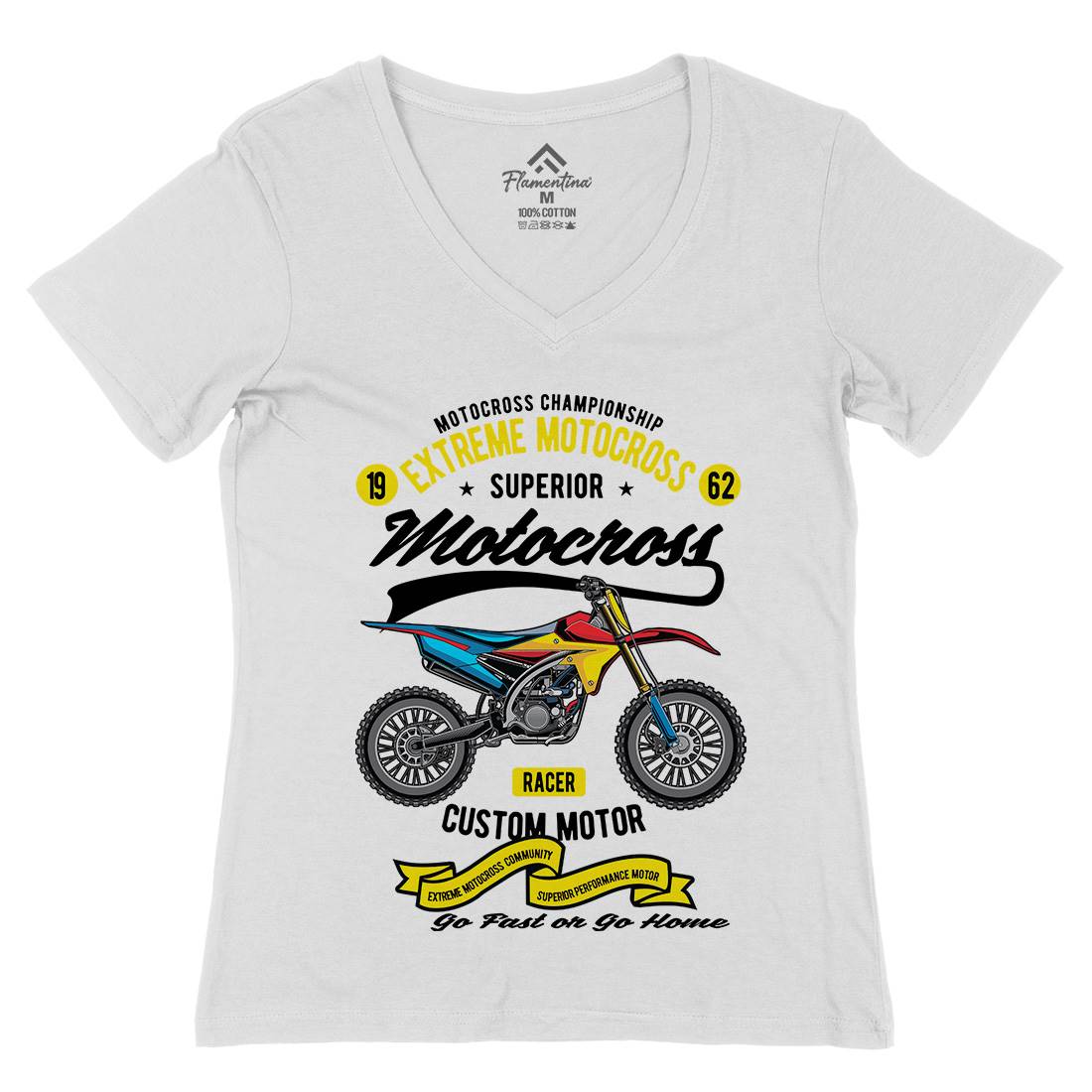 Extreme Motocross Womens Organic V-Neck T-Shirt Motorcycles C347
