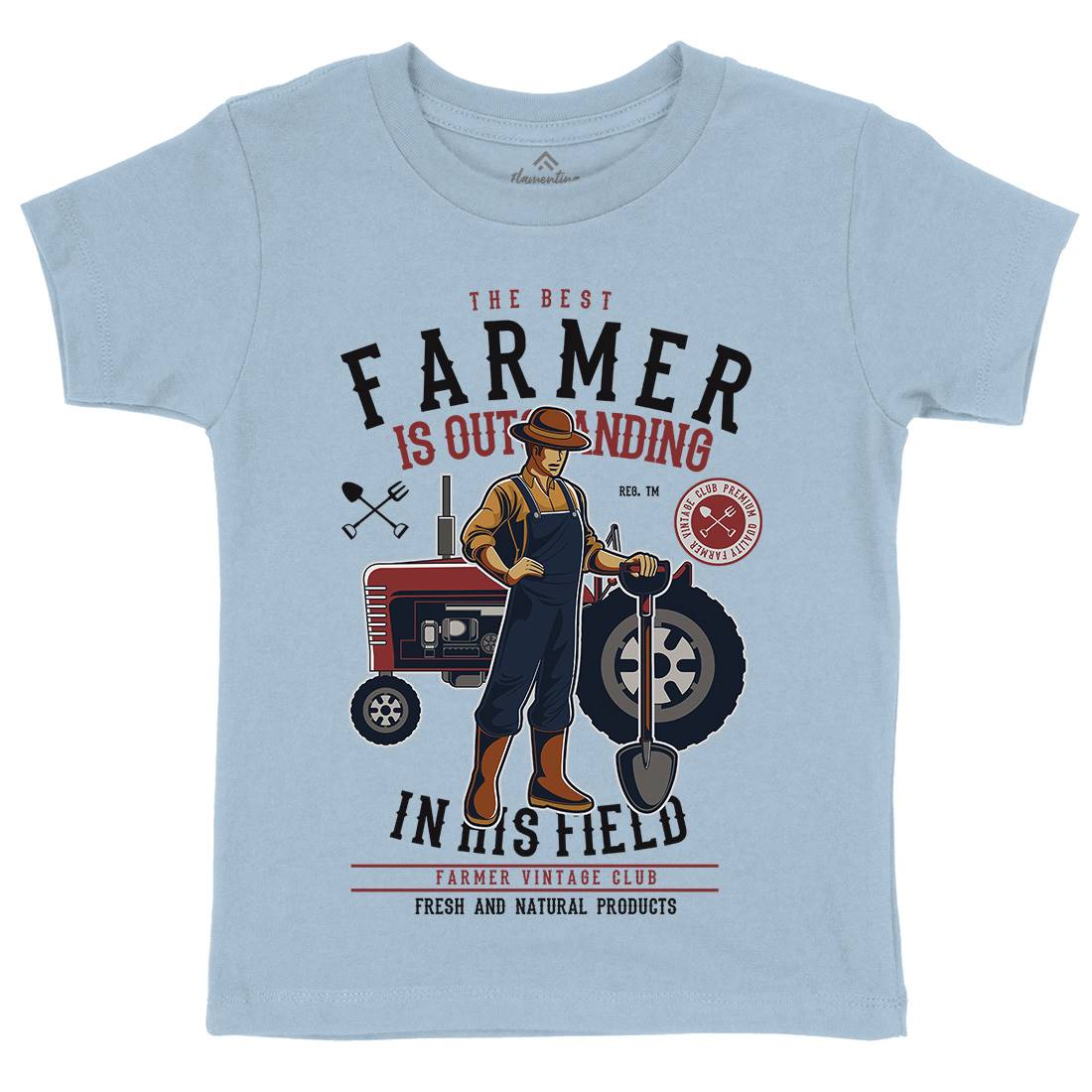 Farmer Kids Organic Crew Neck T-Shirt Work C348